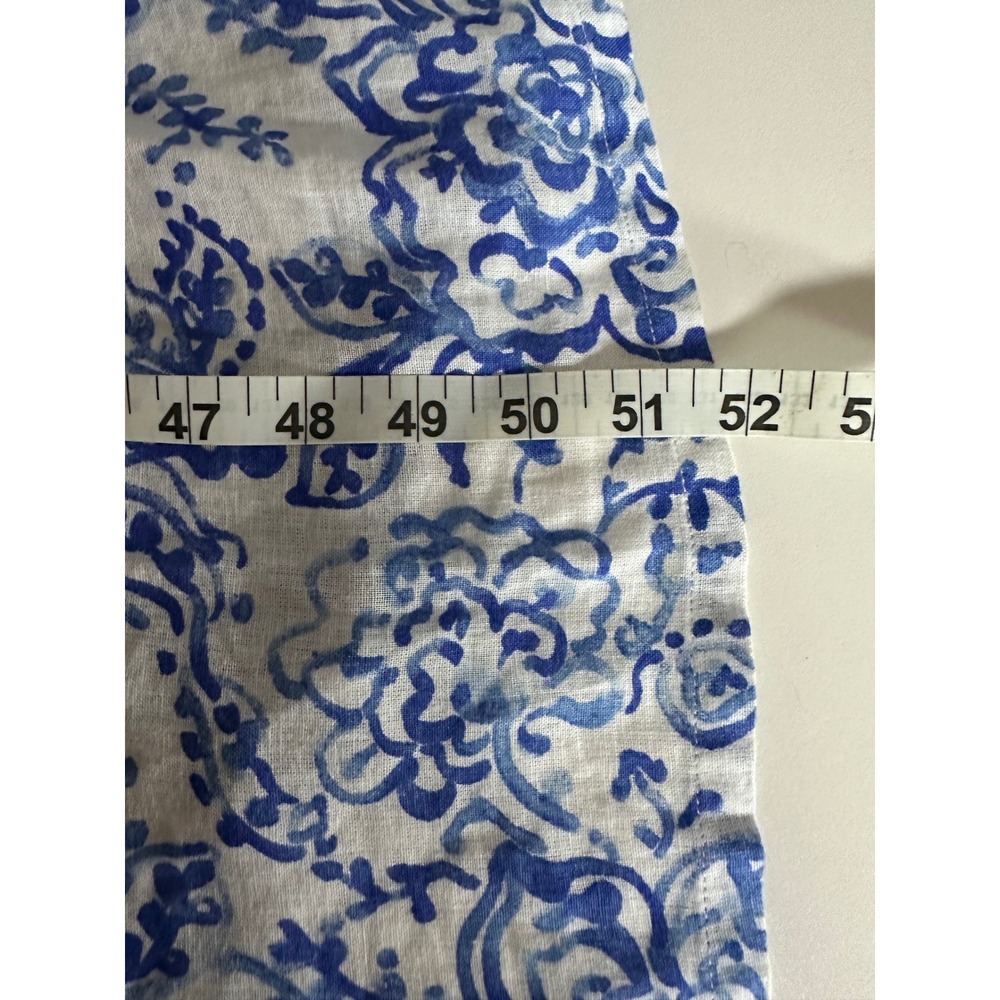 Caroline Constas Long Sun Dress Sz M Blue White Floral Halter Pockets Coastal - Picture 7 of 12